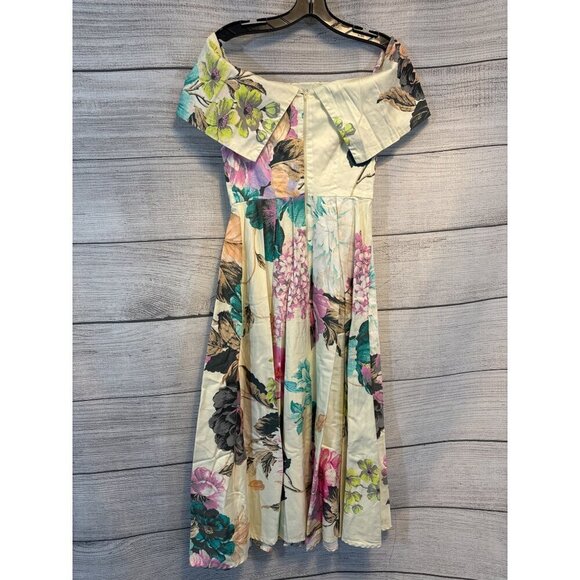 ASOS Floral Off-The-Shoulder Dress Size 4 US - Picture 3 of 3